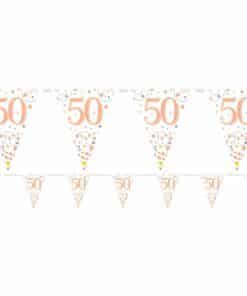 White & Rose Gold 50th Foil Bunting