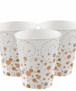 White & Rose Gold Paper Cups - 266ml