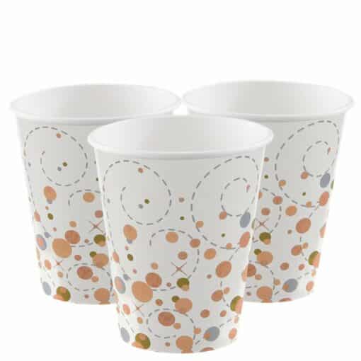 White & Rose Gold Paper Cups - 266ml