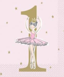 Ballerina 1st Birthday Paper Napkins