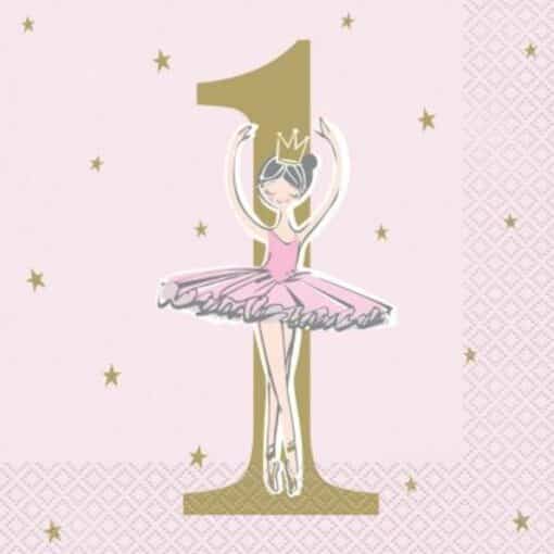 Ballerina 1st Birthday Paper Napkins