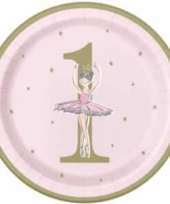 Ballerina 1st Birthday Paper Plates