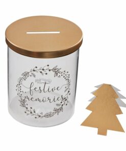 Festive Memories Glass Jar with Gold Christmas Tree Notelets