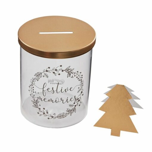 Festive Memories Glass Jar with Gold Christmas Tree Notelets