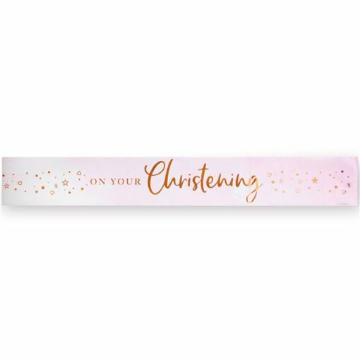 On Your Christening Pink Foil Banner