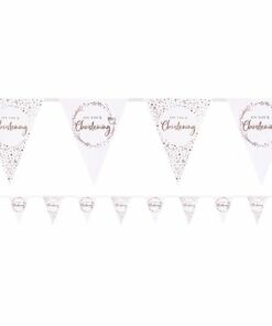 On Your Christening Pink Paper Bunting