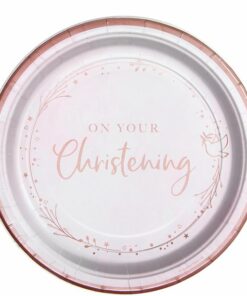 On Your Christening Pink Paper Plates