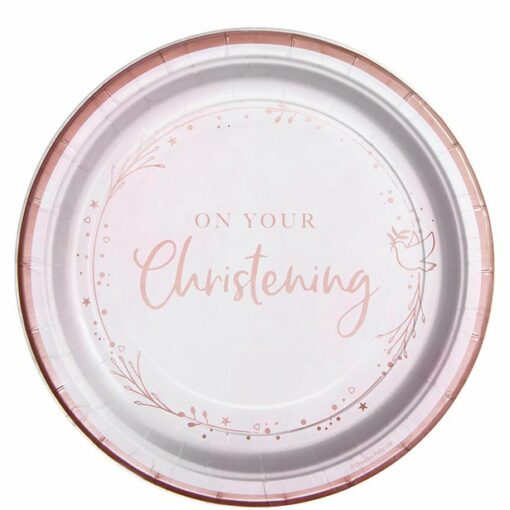 On Your Christening Pink Paper Plates