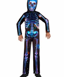 Recycled Neon Skeleton Child Fancy Dress Costume