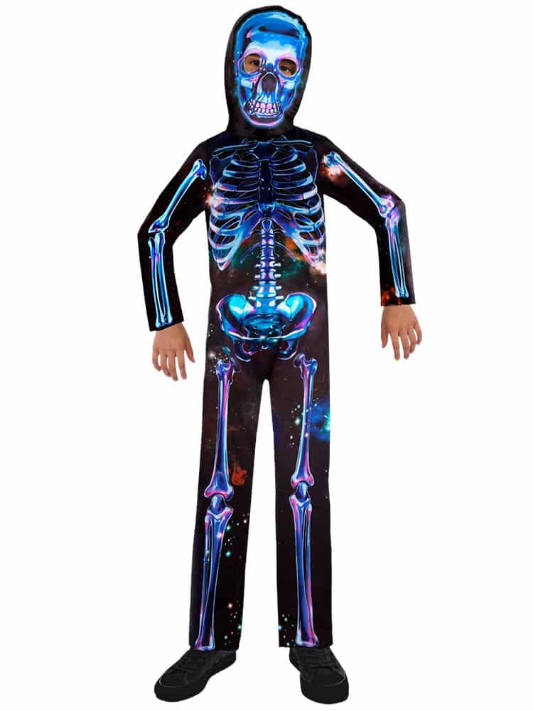 Recycled Neon Skeleton Child Fancy Dress Costume & Accessories