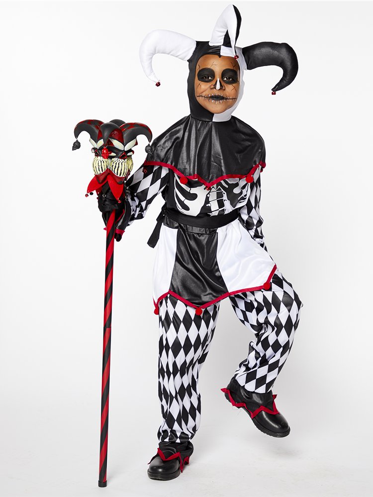 Sinister Jester Clown Child Fancy Dress Costume & Accessories