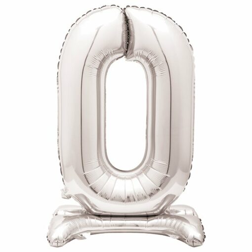 Silver Number 0 Shaped Stand Up Balloon