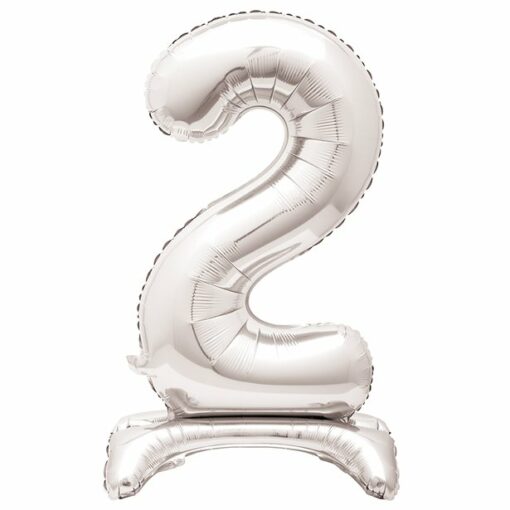 Silver Number 2 Shaped Stand Up Balloon