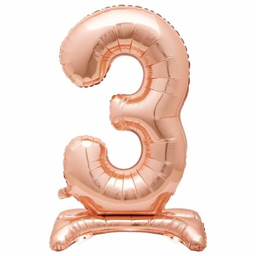 Rose Gold Number 3 Shaped Stand Up Balloon