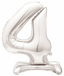 Silver Number 4 Shaped Stand Up Balloon