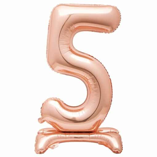 Rose Gold Number 5 Shaped Stand Up Balloon