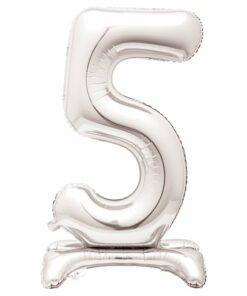 Silver Number 5 Shaped Stand Up Balloon