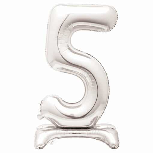 Silver Number 5 Shaped Stand Up Balloon