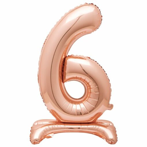 Rose Gold Number 6 Shaped Stand Up Balloon