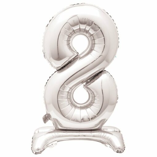 Silver Number 8 Shaped Stand Up Balloon