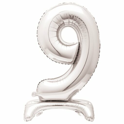 Silver Number 9 Shaped Stand Up Balloon