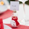 Snow Filled Glass Snowmen Place Card Holders