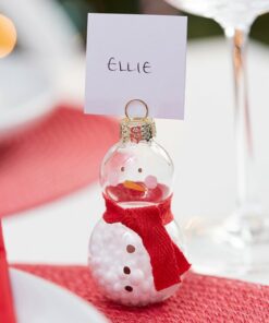 Snow Filled Glass Snowmen Place Card Holders