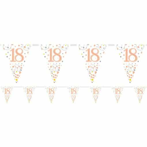 White & Rose Gold 18th Foil Bunting