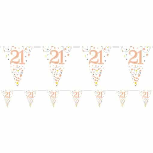 White & Rose Gold 21st Foil Bunting