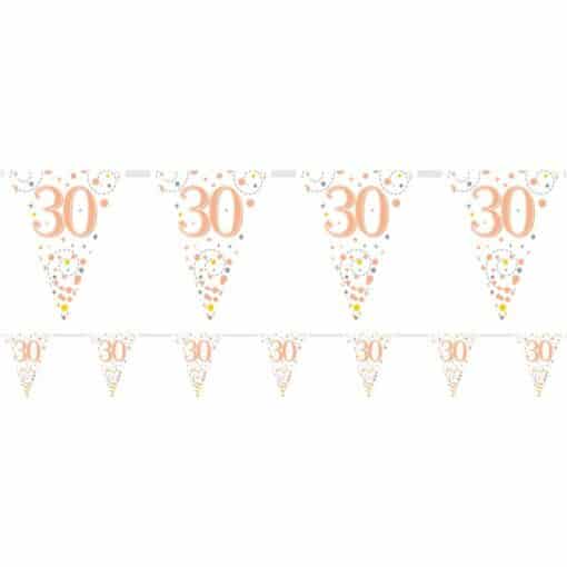 White & Rose Gold 30th Foil Bunting