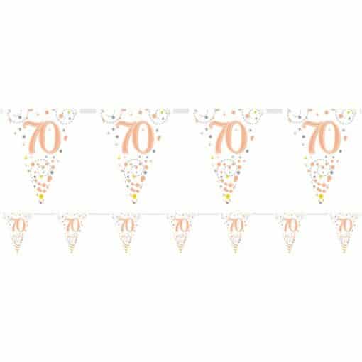 White & Rose Gold 70th Foil Bunting