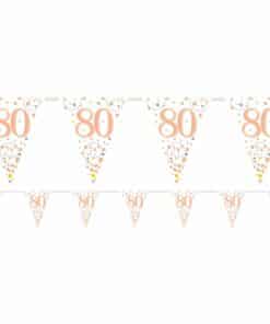 White & Rose Gold 80th Foil Bunting