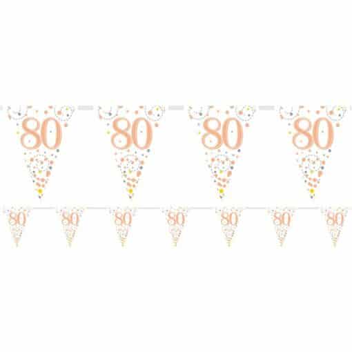 White & Rose Gold 80th Foil Bunting