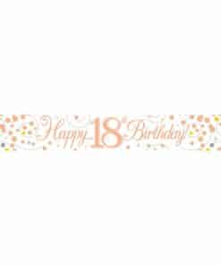 White & Rose Gold 'Happy 18th Birthday' Banner