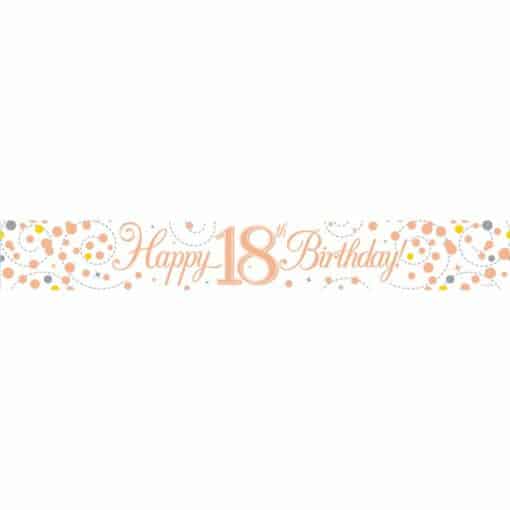 White & Rose Gold 'Happy 18th Birthday' Banner