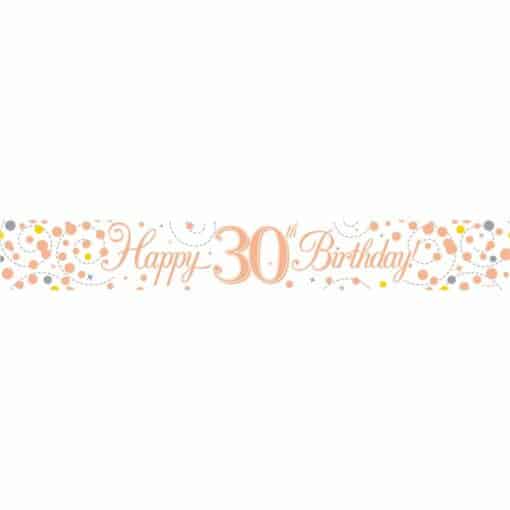 White & Rose Gold 'Happy 30th Birthday' Banner