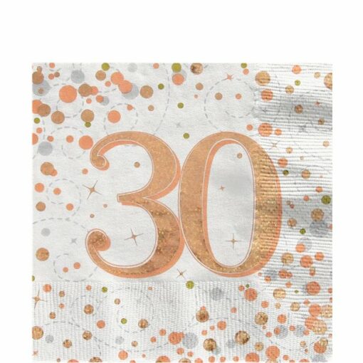 White & Rose Gold Happy 30th Birthday Napkins