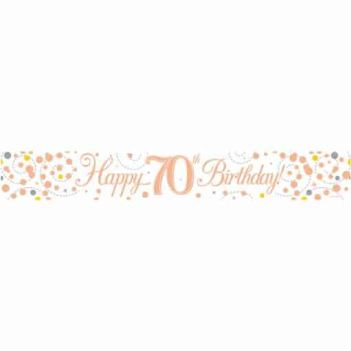 White & Rose Gold 'Happy 70th Birthday' Banner