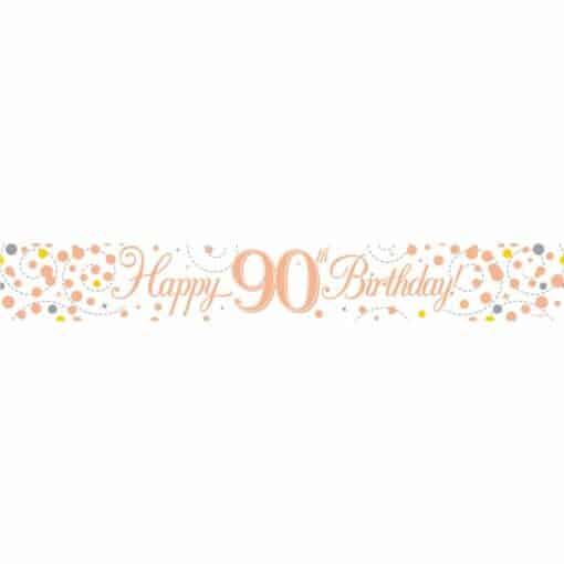 White & Rose Gold 'Happy 90th Birthday' Banner