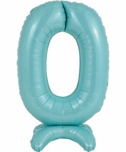 Number 0 Standup Pastel Blue Balloon