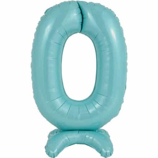 Number 0 Standup Pastel Blue Balloon