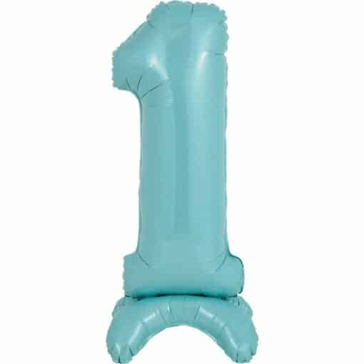 Pastel Blue Number 1 Shaped Stand Up Balloon