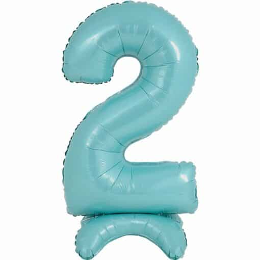 Pastel Blue Number 2 Shaped Stand Up Balloon