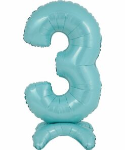 Pastel Blue Number 3 Shaped Stand Up Balloon