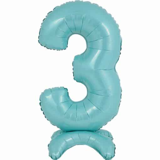 Pastel Blue Number 3 Shaped Stand Up Balloon