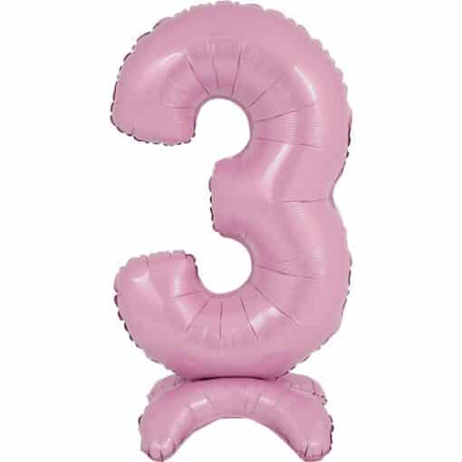 Pastel Pink Number 3 Shaped Stand Up Balloon