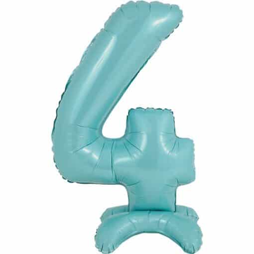 Pastel Blue Number 4 Shaped Stand Up Balloon