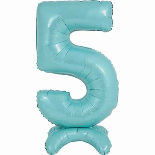 Pastel Blue Number 5 Shaped Stand Up Balloon