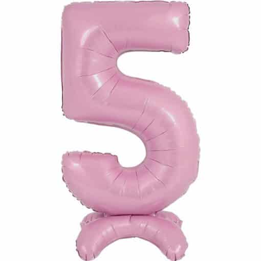 Pastel Pink Number 5 Shaped Stand Up Balloon