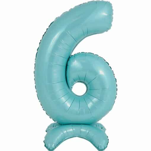 Pastel Blue Number 6 Shaped Stand Up Balloon